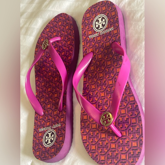 Tory Burch Monogram Geo Logo Flip Flop Thong Sandal Slip on - Picture 7 of 8
